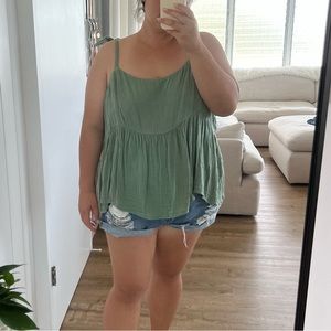 Gauzy Cotton Spaghetti Strap Top